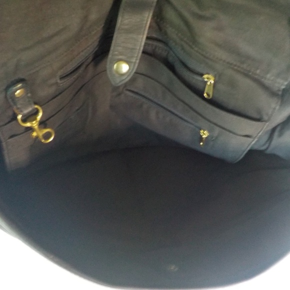 Black Leather Laptop/Biker/Tablet Tote - Picture 12 of 15